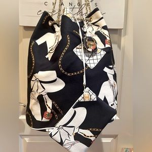 CHANEL Vintage Rare Coco Jumbo Bucket Tote Navy Gold Chain Bag Purse HOST PICK